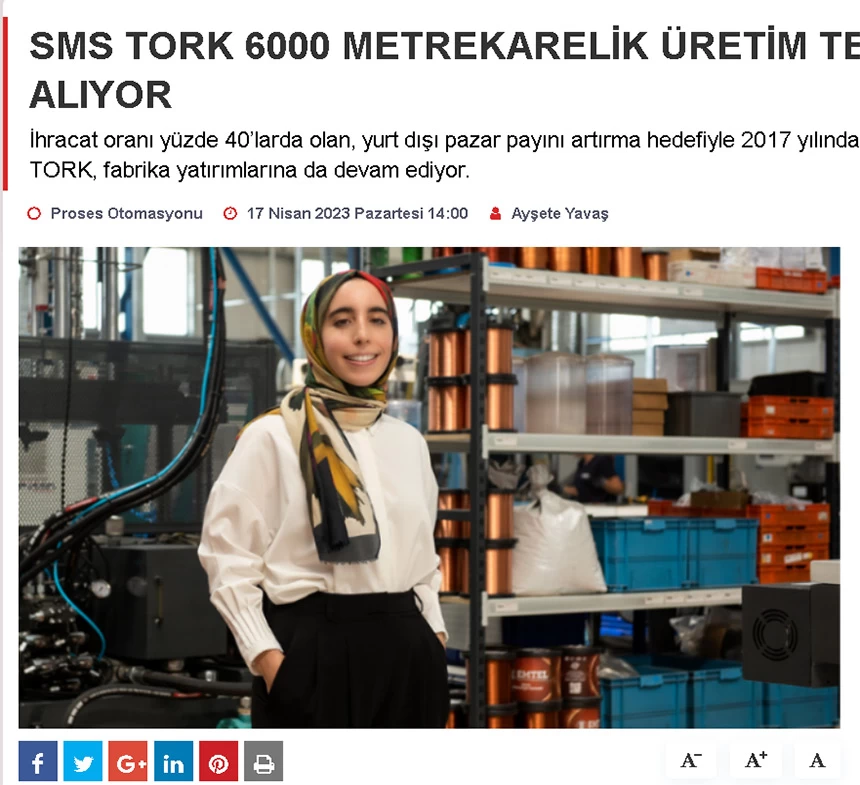 SMS TORK 6000 Metrekarelik Yeni Üretim Tesisini Devreye Alıyor
