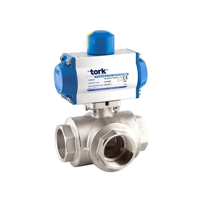 TORK-PAV 902 Pnömatik Aktüatörlü Pirinç Küresel Vana gallery image 1